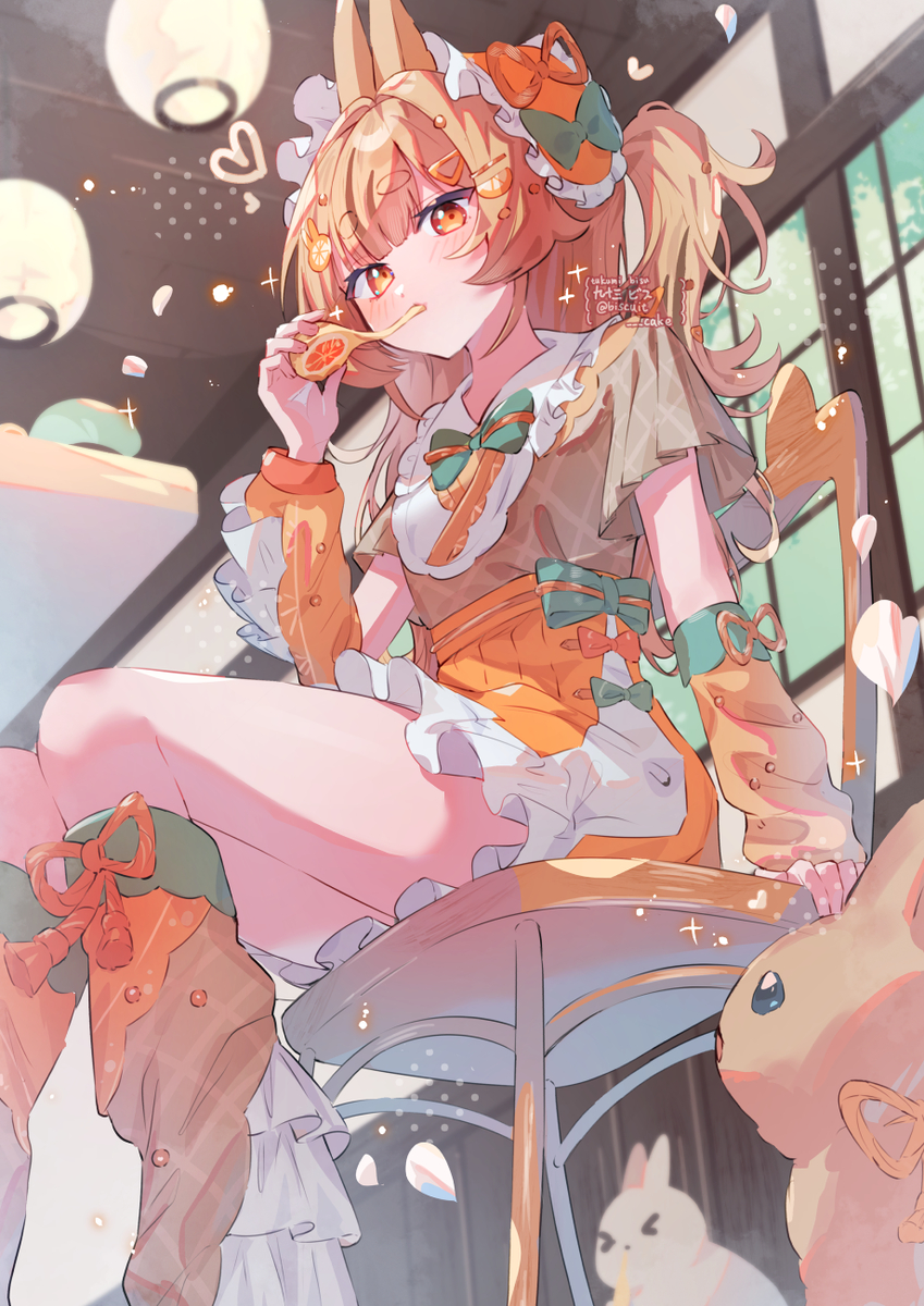 This is a pixiv picture whose title is 🍊×🍵.