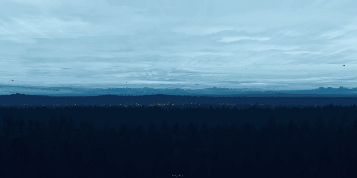 This is a pixiv picture whose title is 夜明.