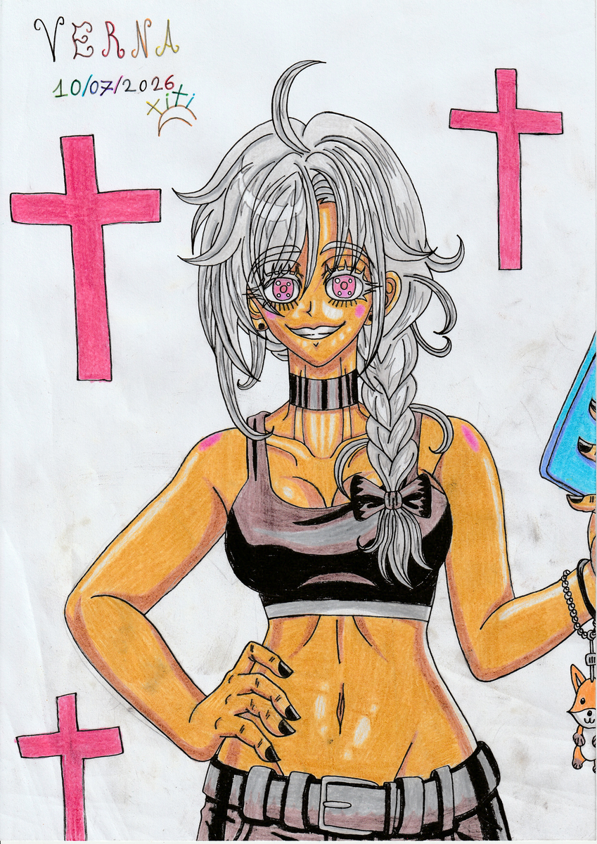 This is a pixiv picture whose title is Verna✝️🩷👩🏽‍🦳🌹😏📱🦊🖤✍🏻✨.