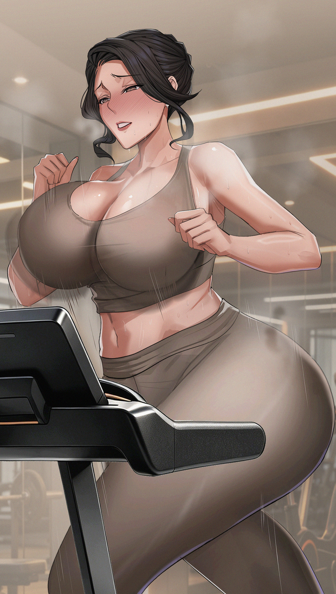 This is a pixiv picture whose title is ジムに通う人妻.