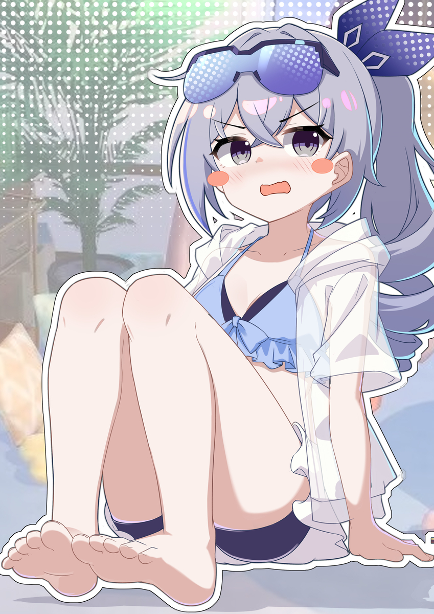 This is a pixiv picture whose title is 银狼泳装8.0.