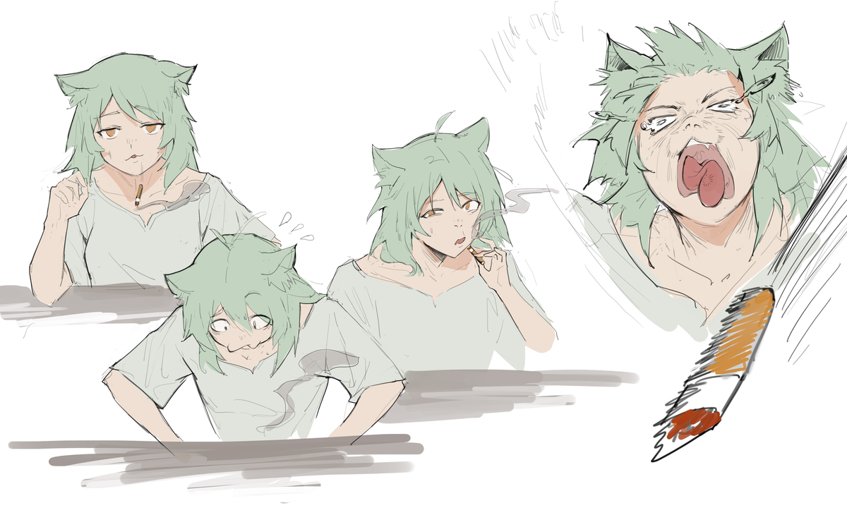 This is a pixiv picture whose title is 反向抽烟.
