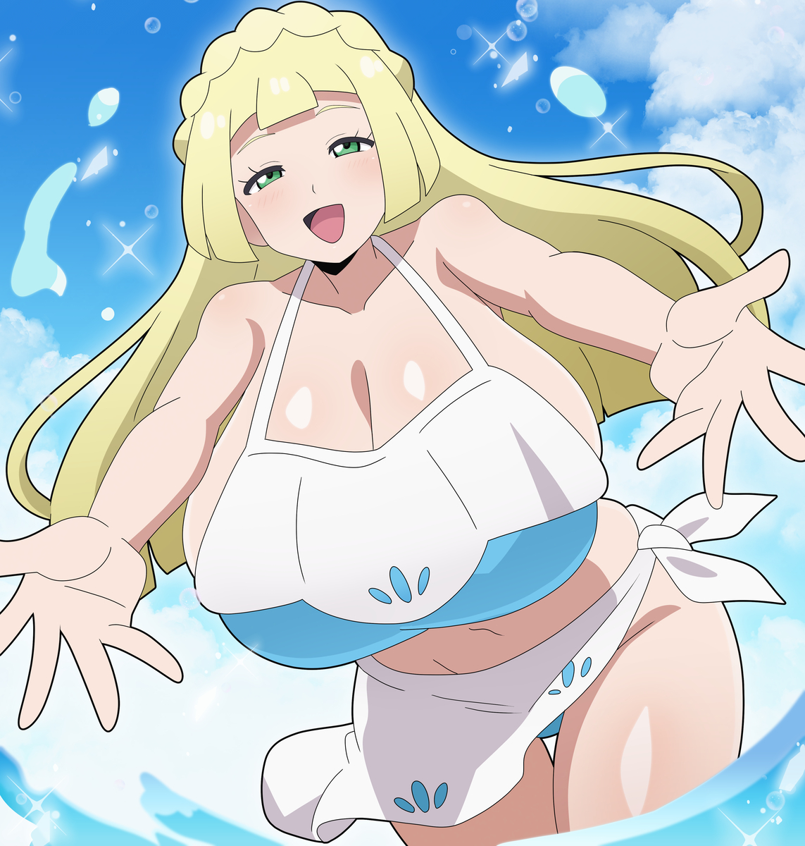 This is a pixiv picture whose title is 【skebリクエスト】夏のリーリエちゃん♡.