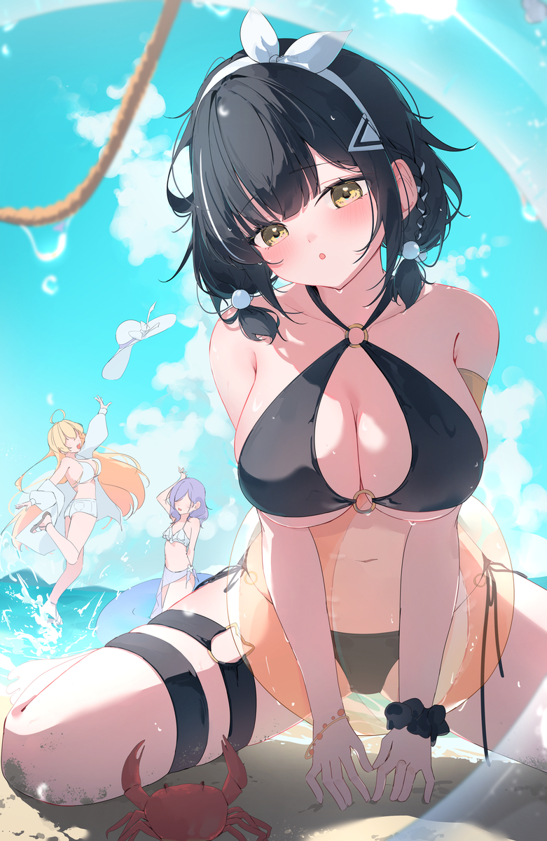 This is a pixiv picture whose title is コハク新作水着.