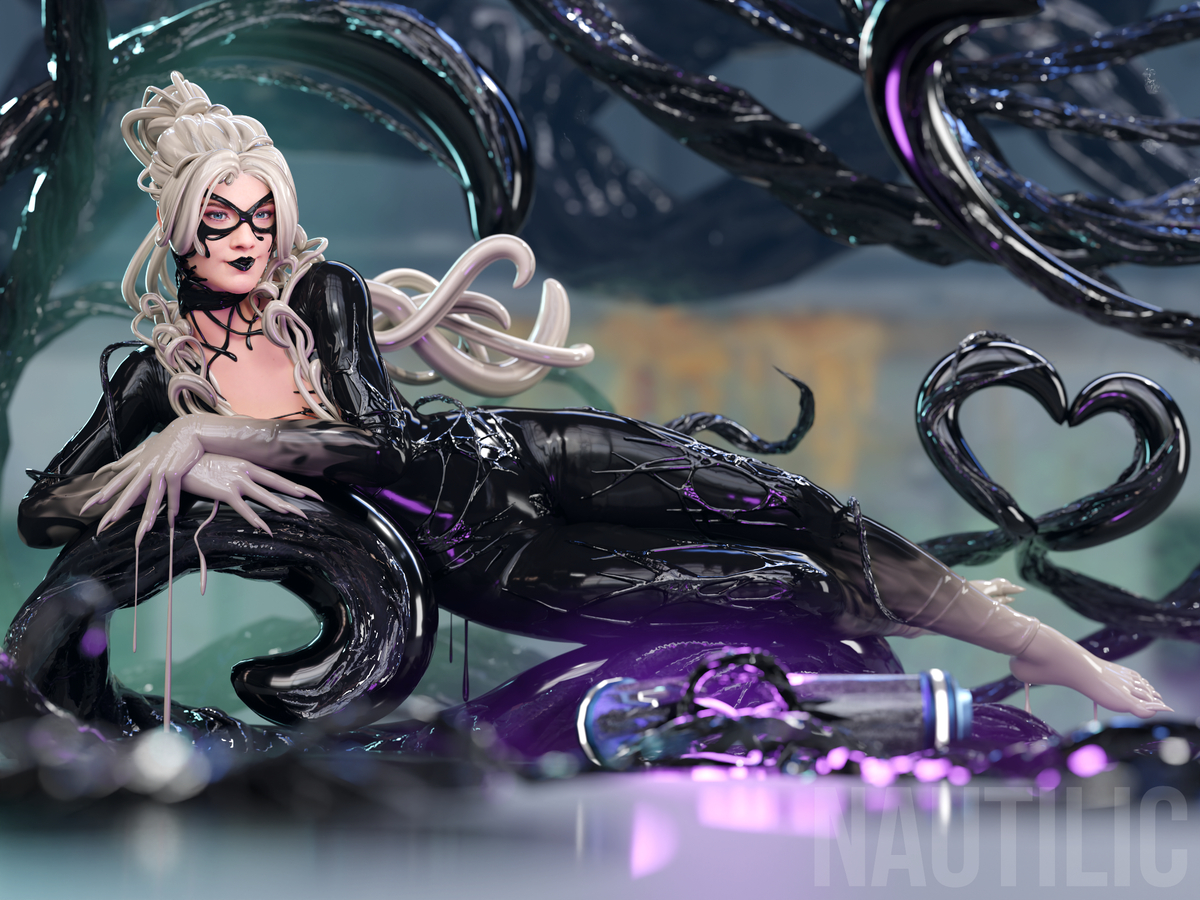 This is a pixiv picture whose title is Symbiote Black Cat.
