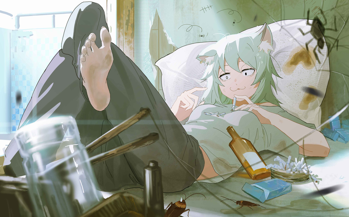 This is a pixiv picture whose title is 还有一根烟屁股.
