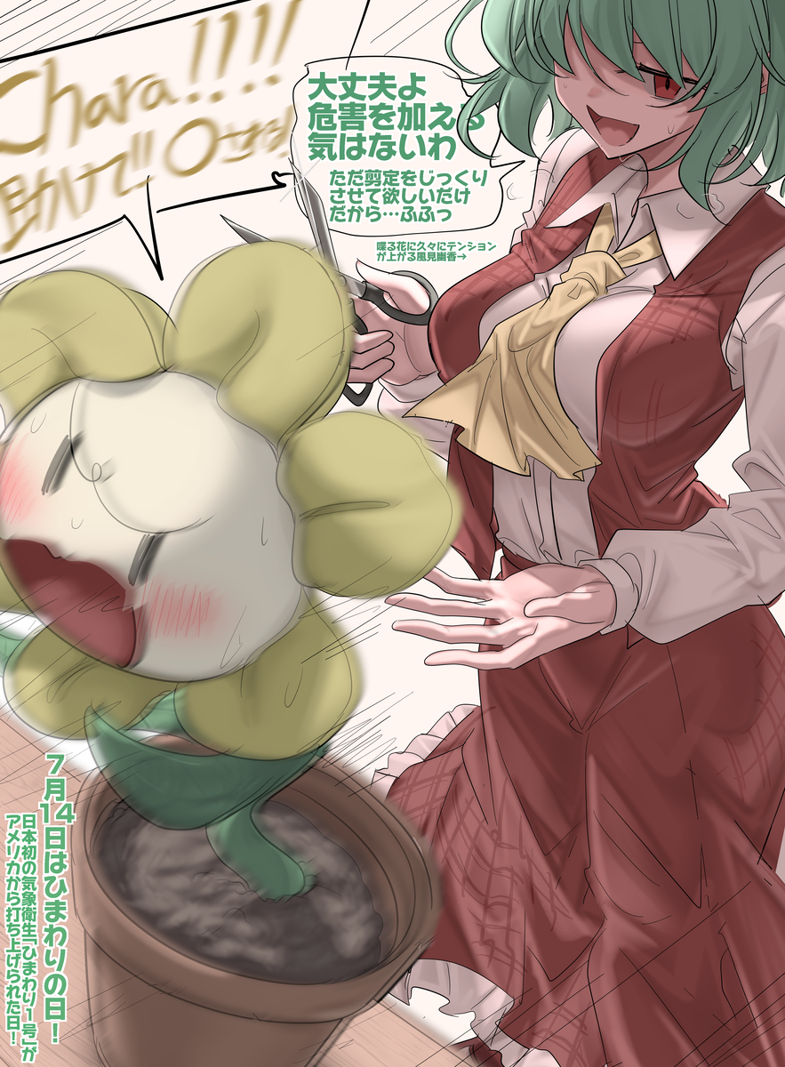 This is a pixiv picture whose title is 7月14日はひまわりの日！(風見幽香の日).