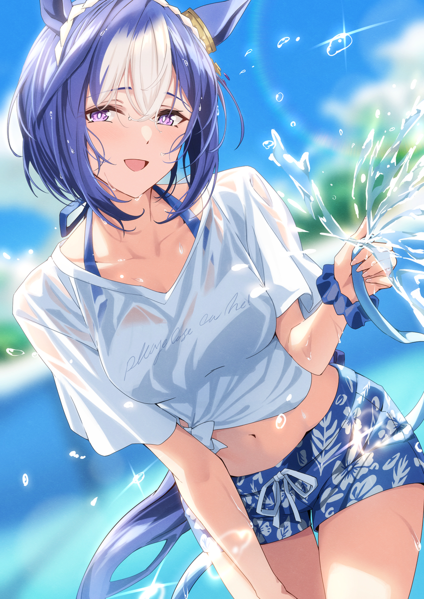 This is a pixiv picture whose title is シーザリオとプール掃除.