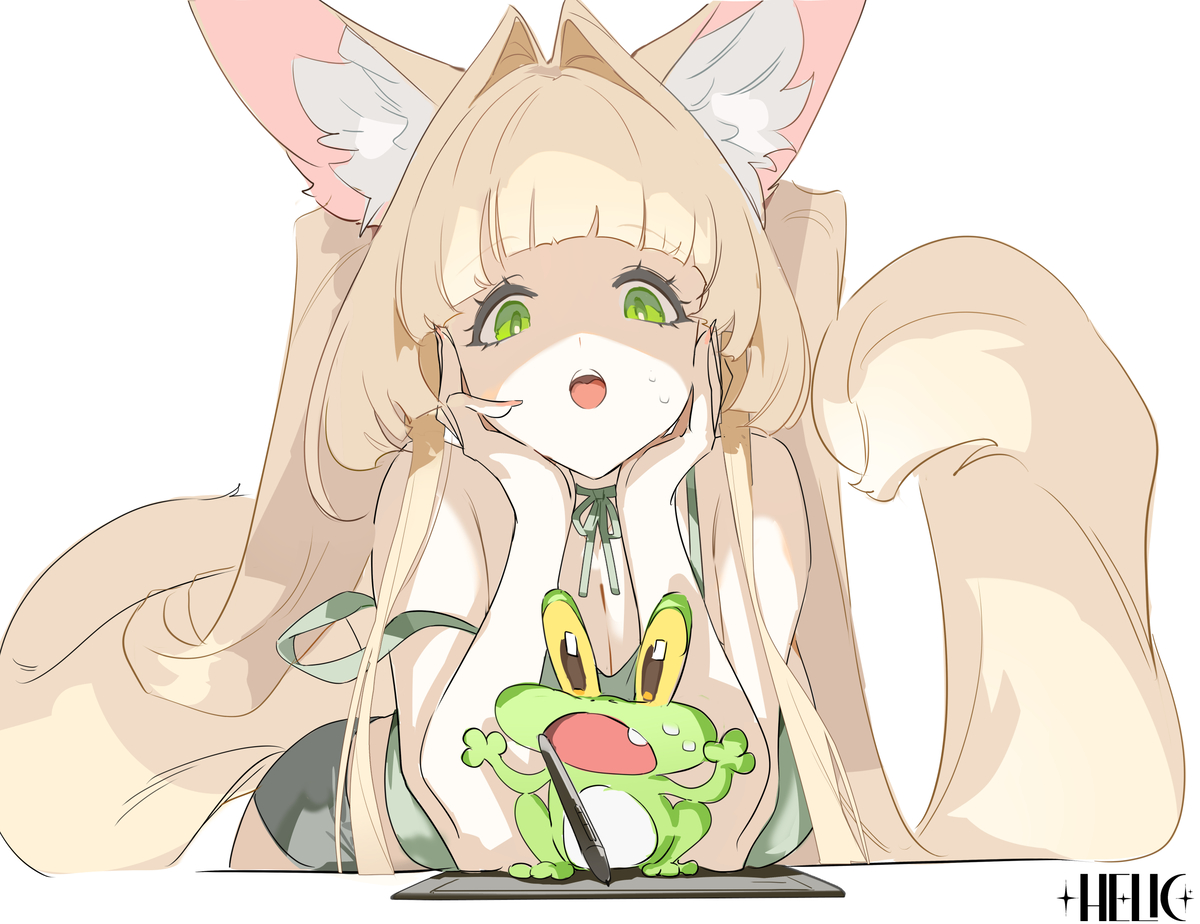 This is a pixiv picture whose title is 長尻尾狐娘.