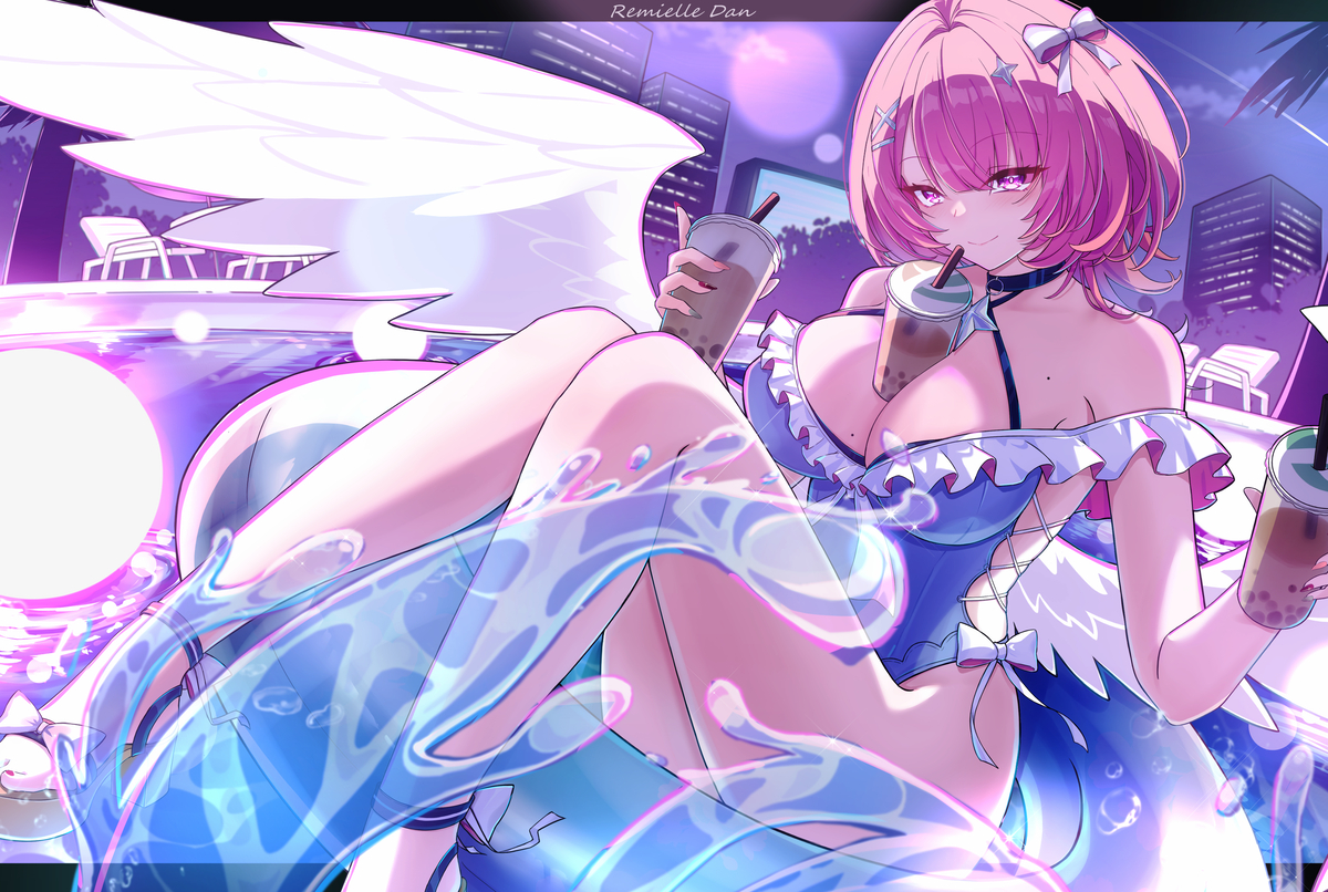 This is a pixiv picture whose title is ナイトプール.