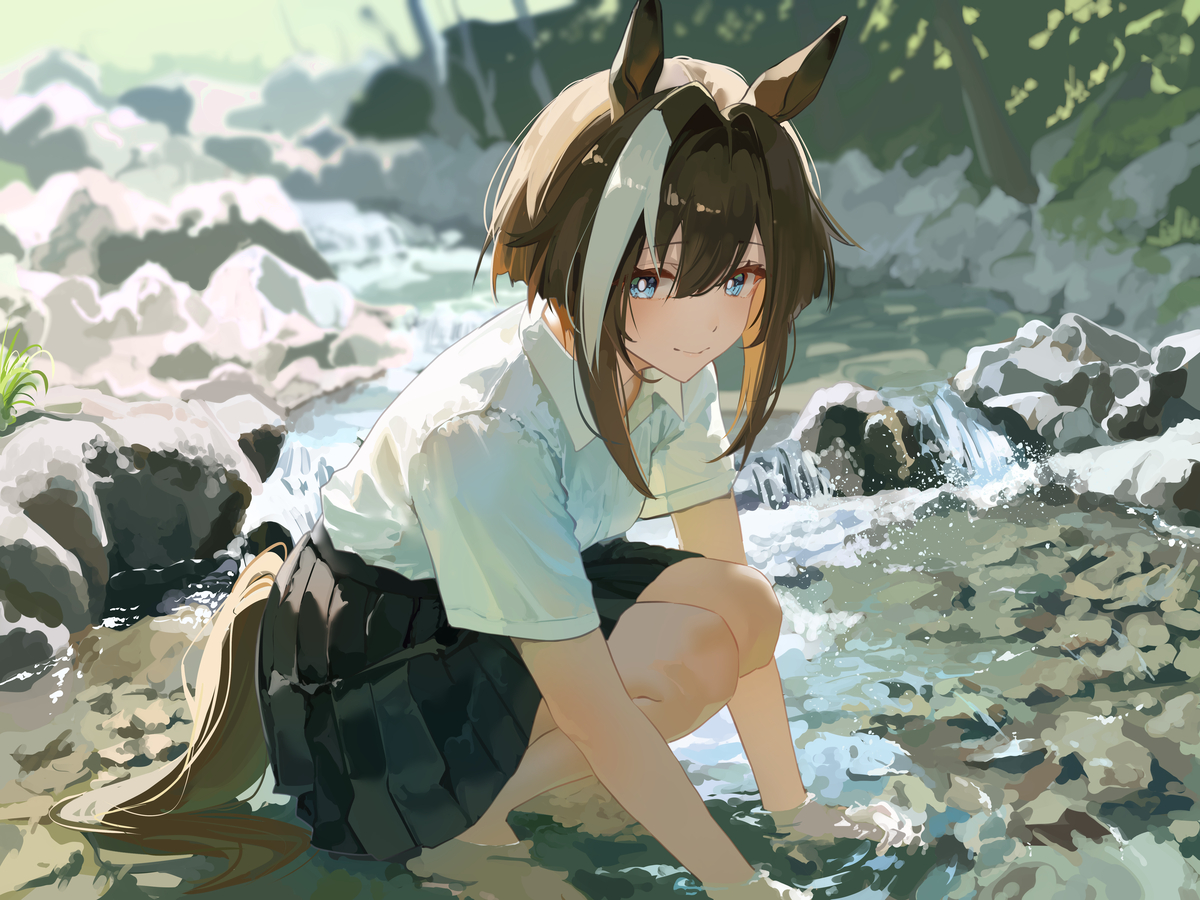 This is a pixiv picture whose title is 川遊びシュヴァ.