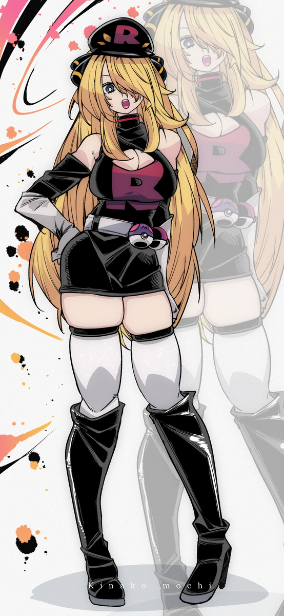 This is a pixiv picture whose title is ロケット団コスシロナ🖤💛.