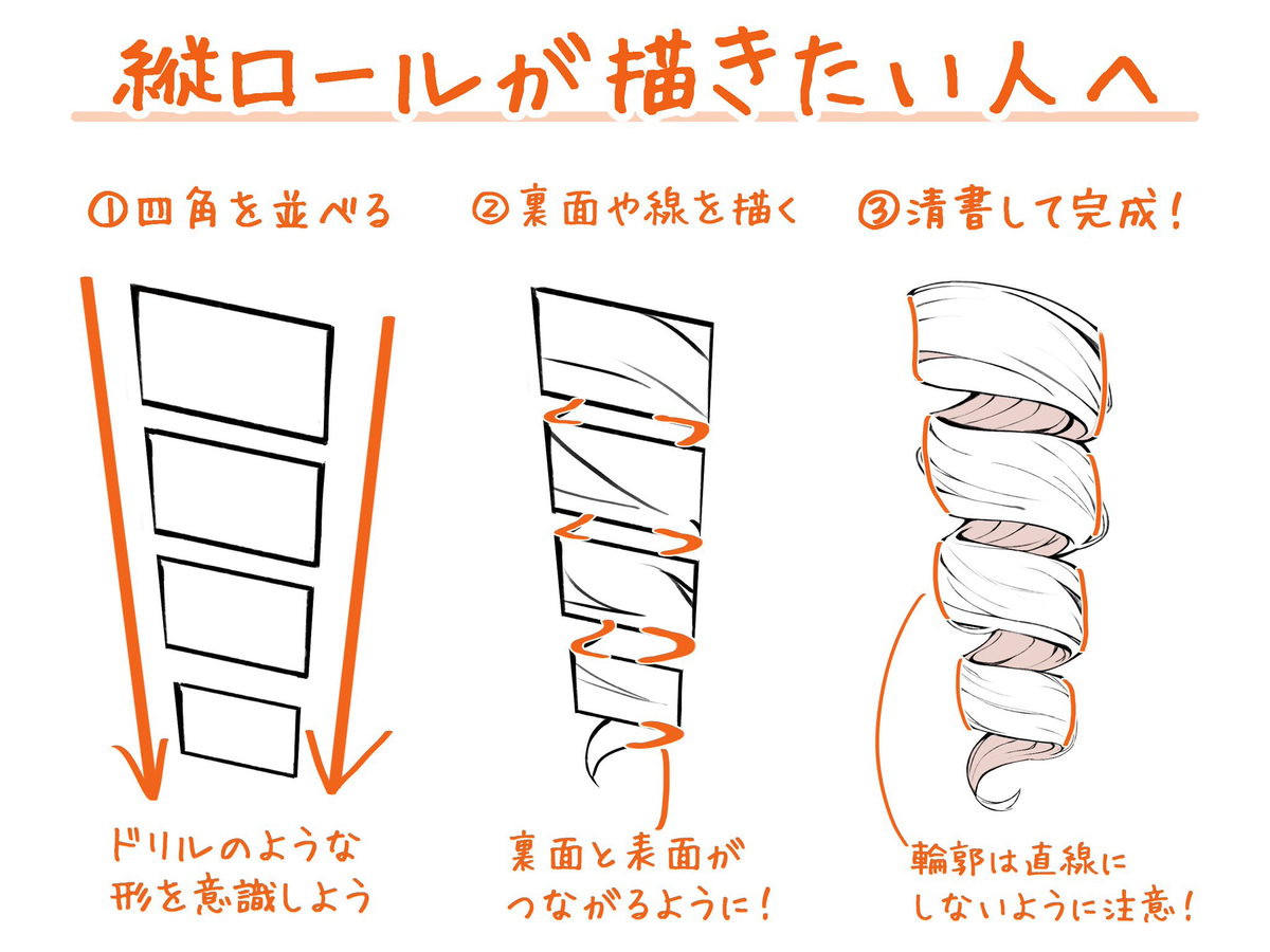 This is a pixiv picture whose title is 縦ロールが描きたい人へ.