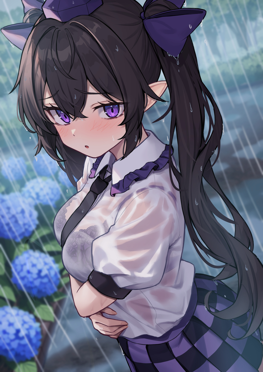 This is a pixiv picture whose title is はたて「あ…あんまり見ないでよ…」.