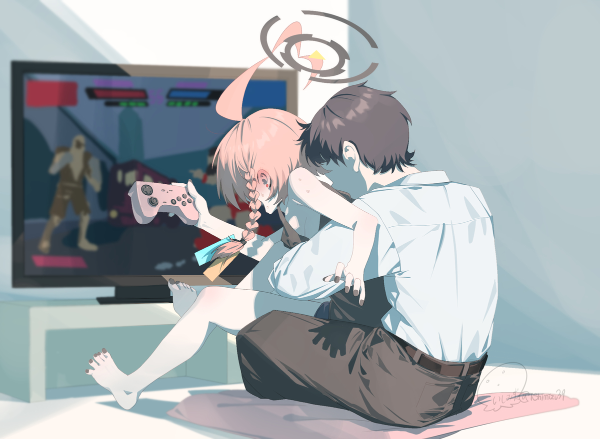 This is a pixiv picture whose title is ネルと一緒にゲームしたい.