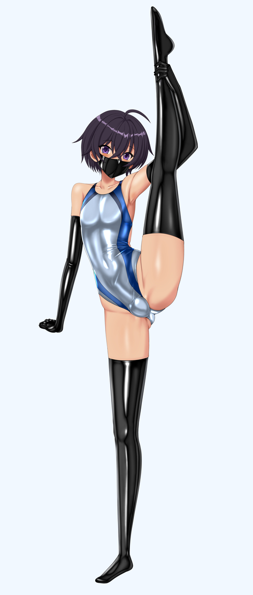 This is a pixiv picture whose title is 競泳水着男の娘.