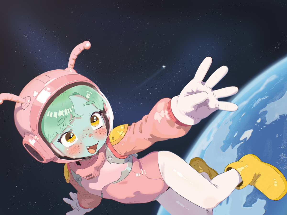 This is a pixiv picture whose title is Suwu in the sky✨🪐.