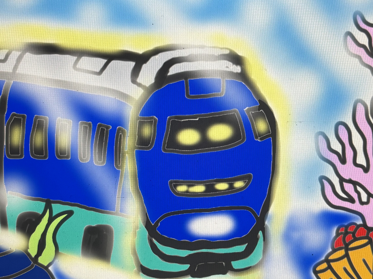 This is a pixiv picture whose title is 神秘の海中列車🪸🚅🪸.