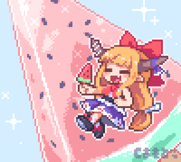 This is a pixiv picture whose title is suika × suika.