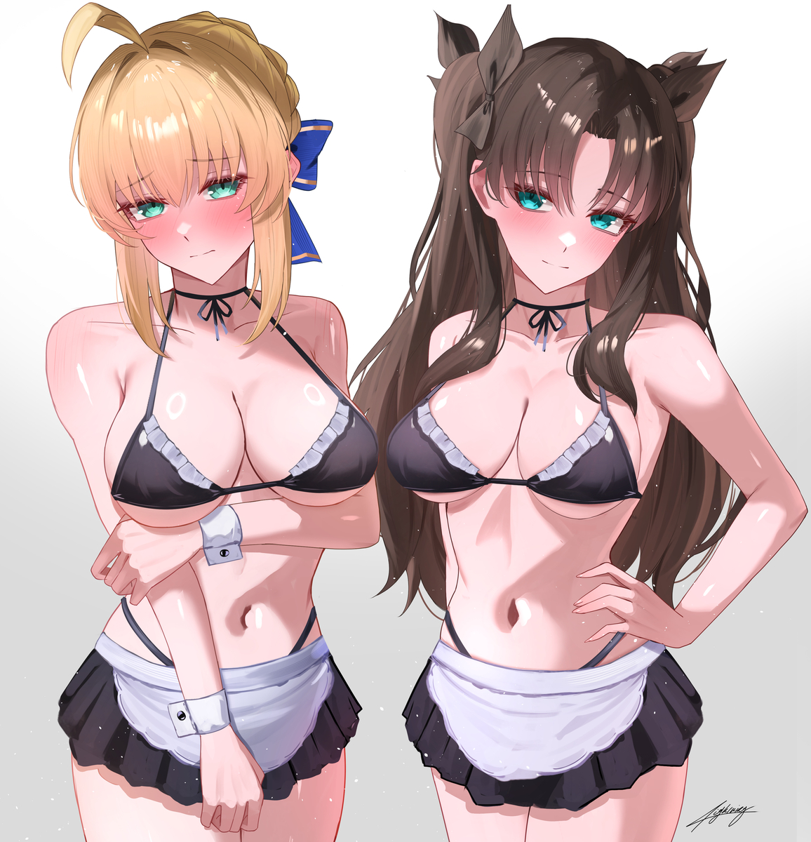 This is a pixiv picture whose title is 凛/セイバー.