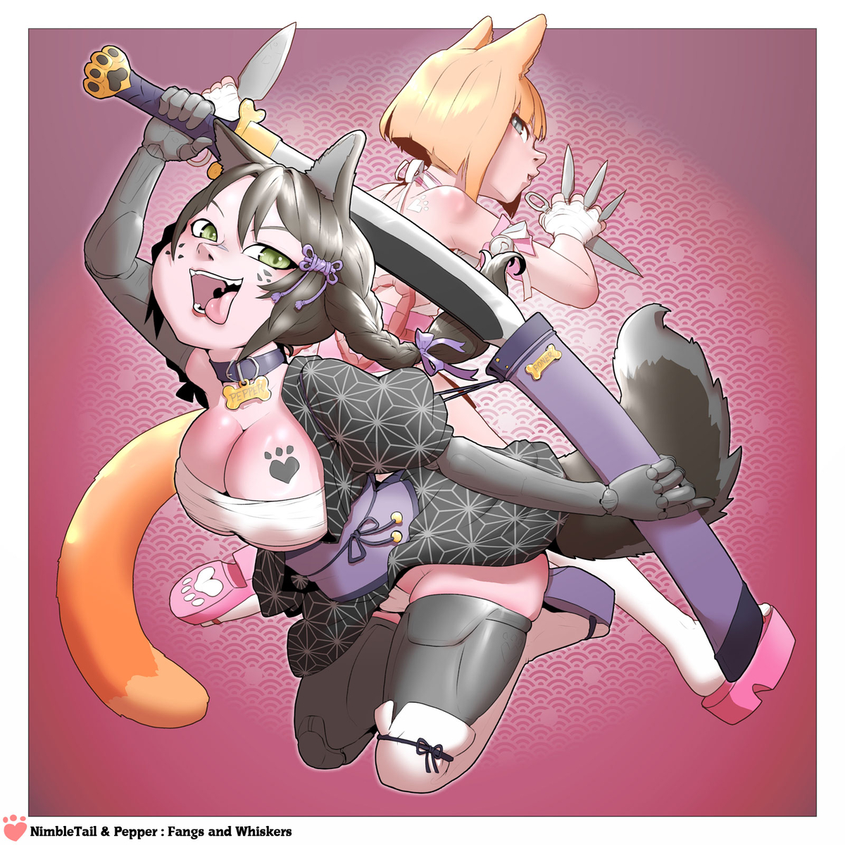This is a pixiv picture whose title is Fangs and Whiskers.