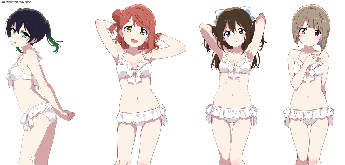 This is a pixiv picture whose title is 虹ヶ咲水着作画部.