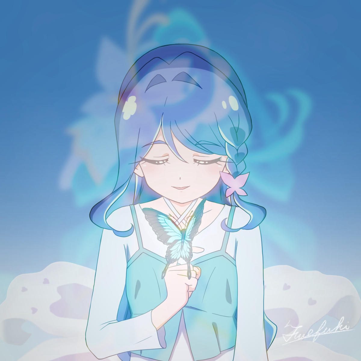 This is a pixiv picture whose title is 舞い戻る青き蝶.