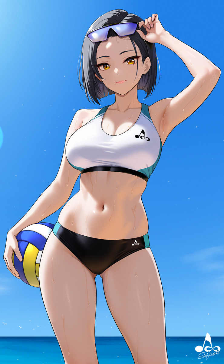 This is a pixiv picture whose title is ビーチバレー選手だった矢式さん.