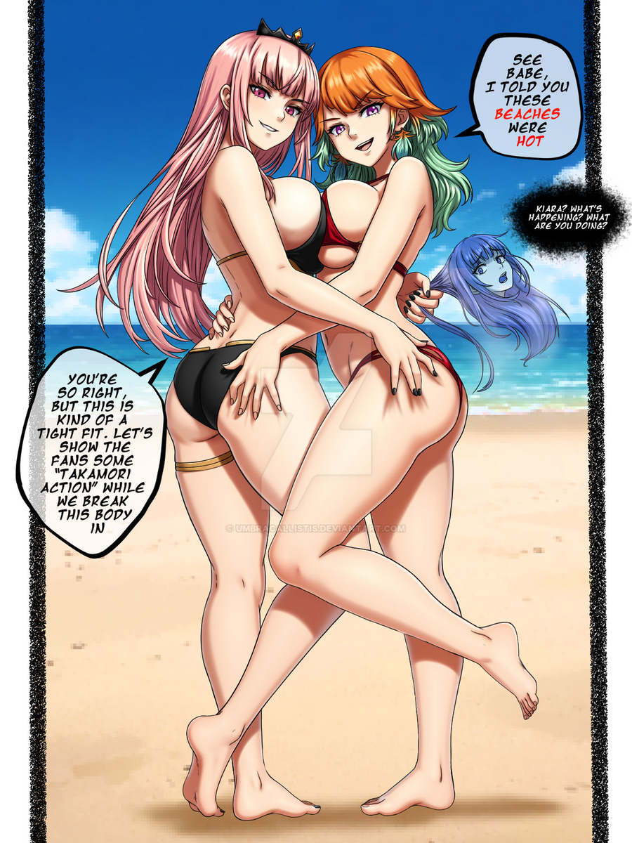 This is a pixiv picture whose title is Something's up with Kiara & Mori.