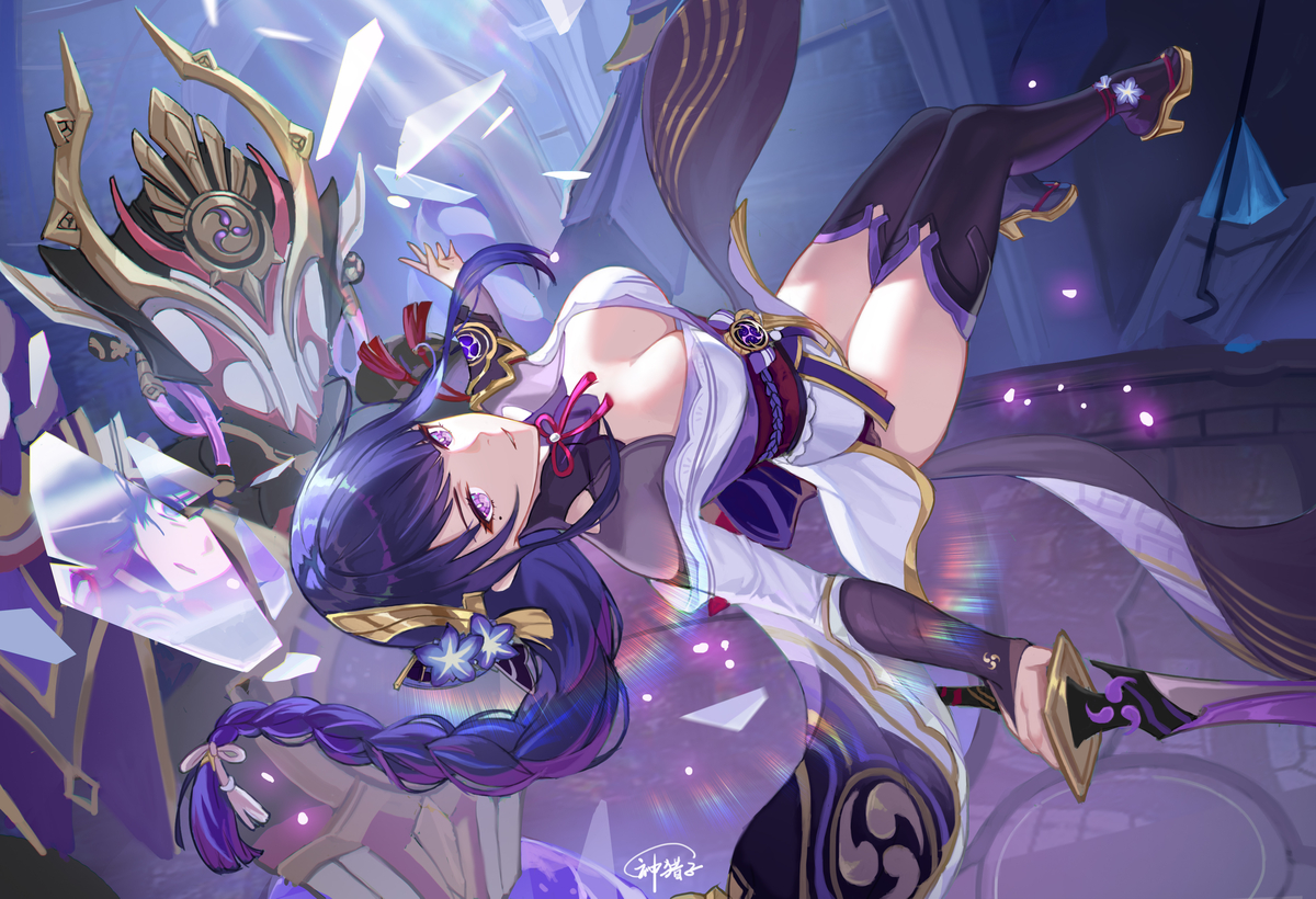 This is a pixiv picture whose title is 原神同人   假如那场战斗来的是影...
