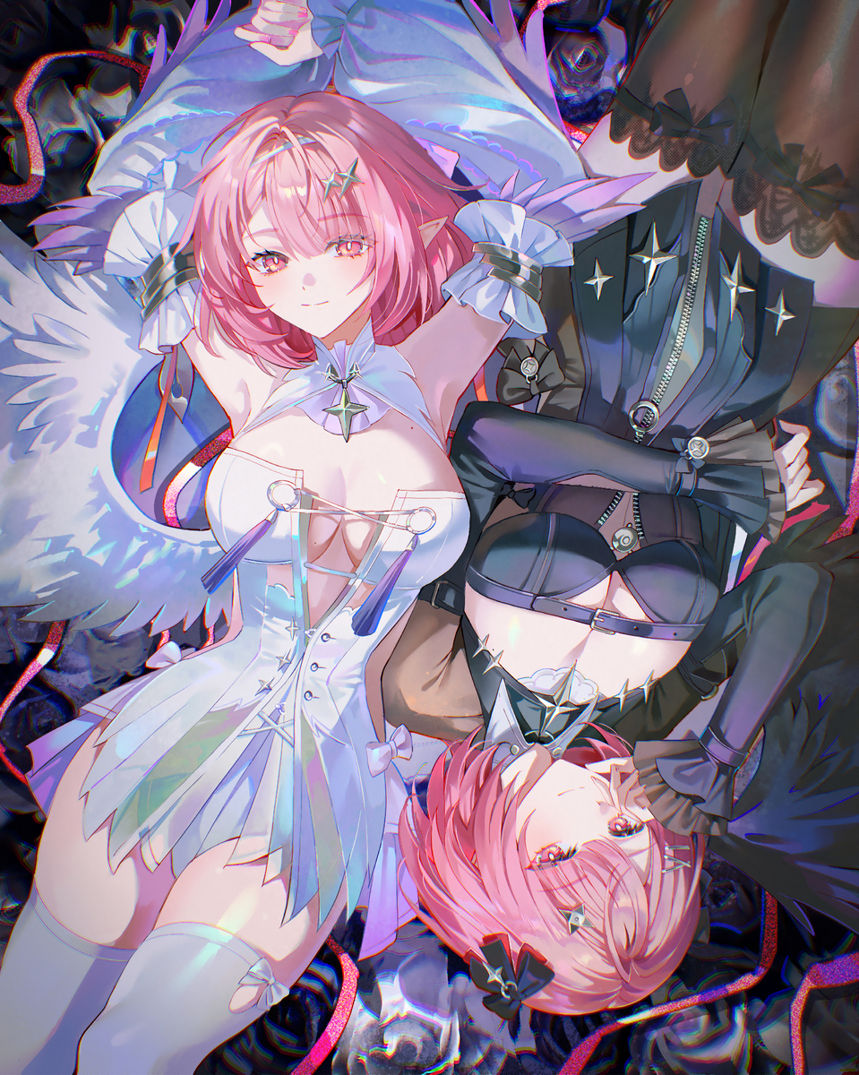This is a pixiv picture whose title is 👼👿.