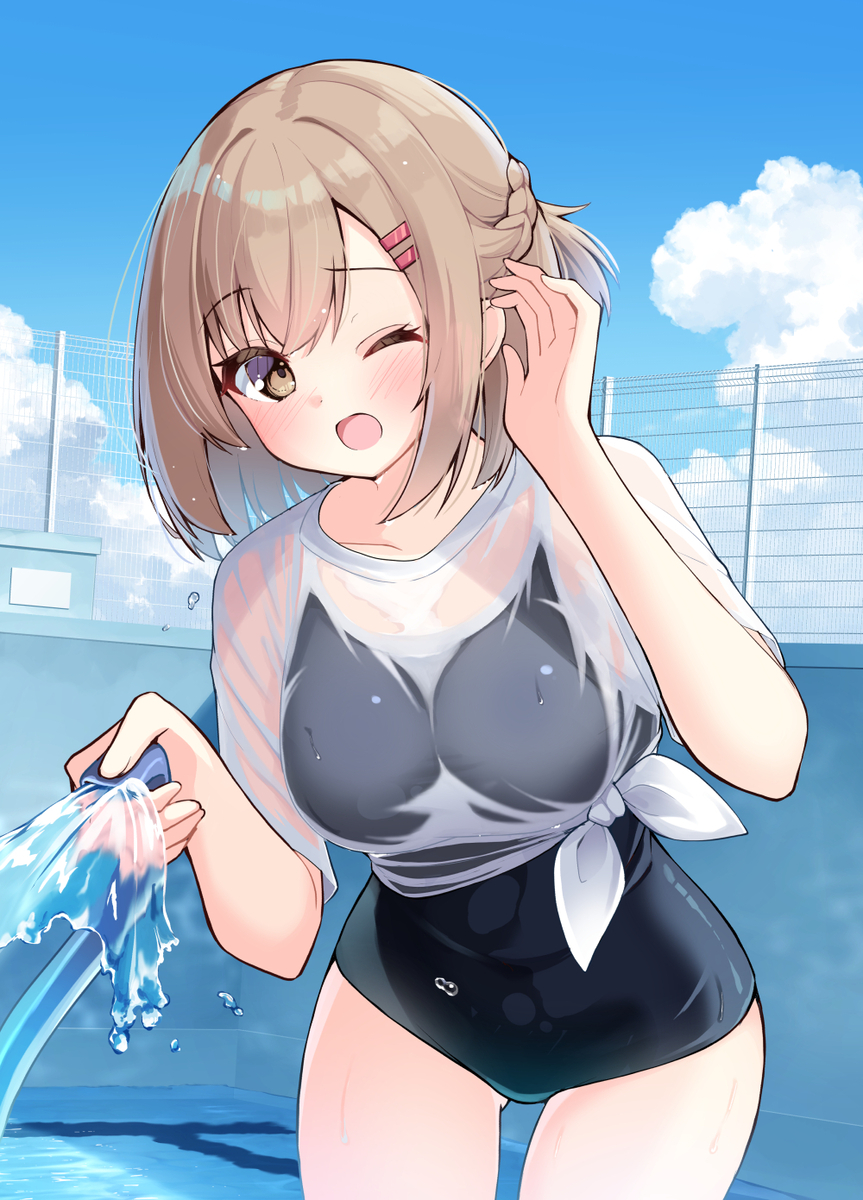 This is a pixiv picture whose title is きゃっ、つめた～い！お返し～！.