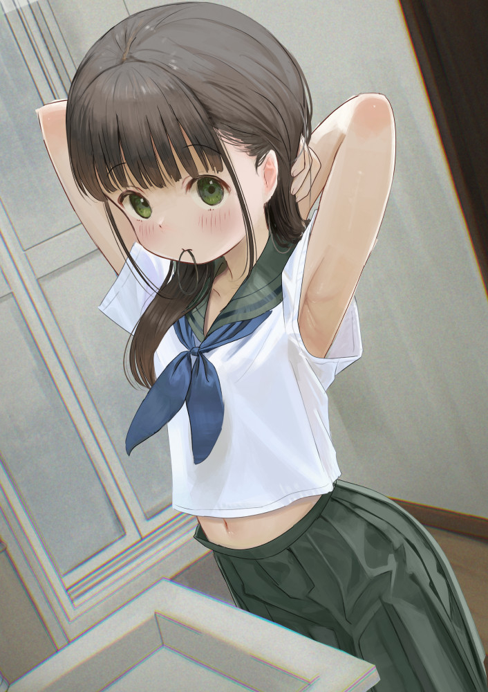 This is a pixiv picture whose title is 髪を結ぶ14歳大学教授.