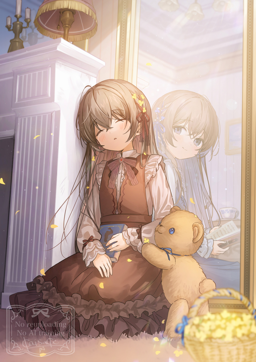 This is a pixiv picture whose title is 陽だまりに解ける.