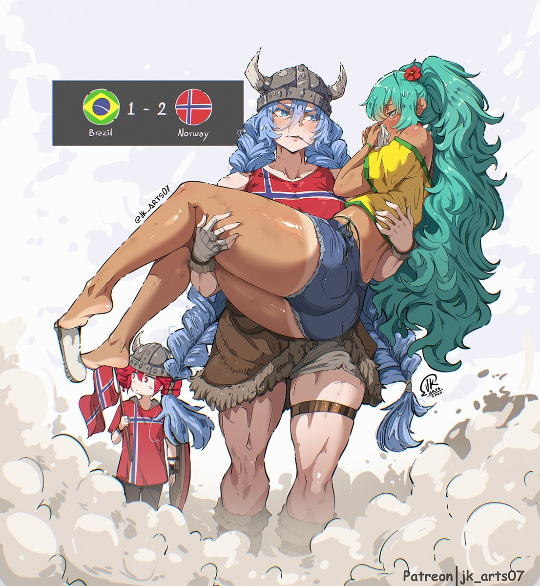 This is a pixiv picture whose title is Miku_ Brazil - Norway.