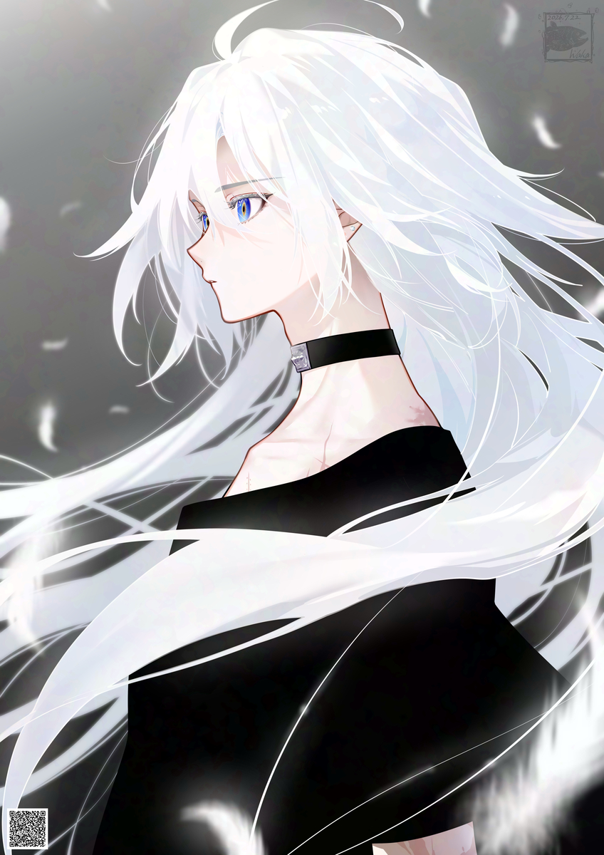 This is a pixiv picture whose title is 銀の髪の.
