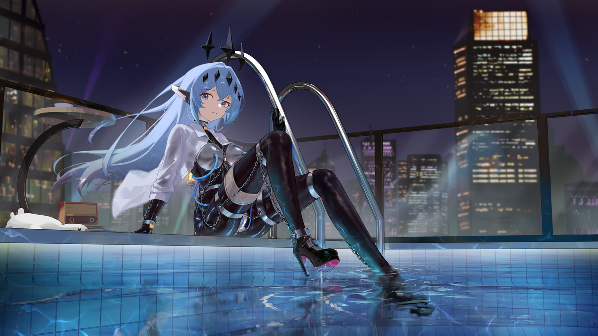 This is a pixiv picture whose title is ナイトプール.