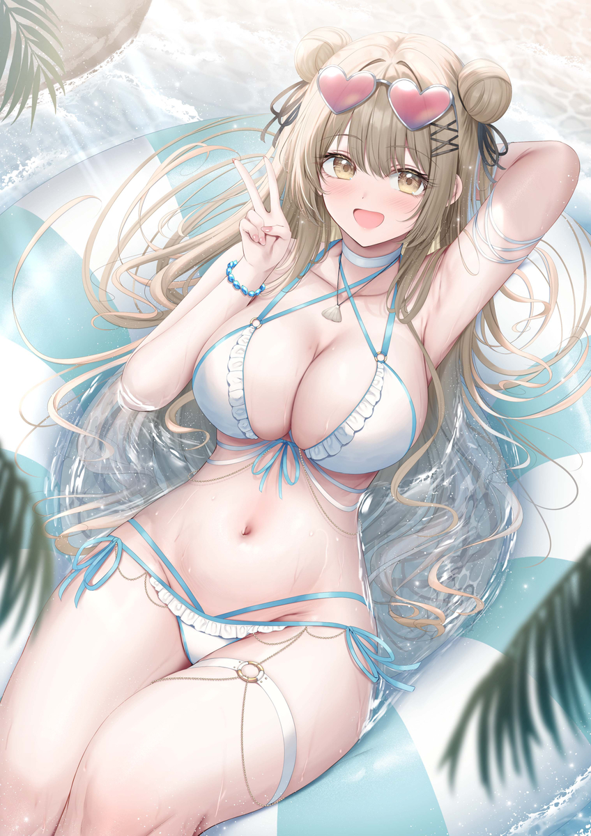 This is a pixiv picture whose title is 水着でぴーす♡.
