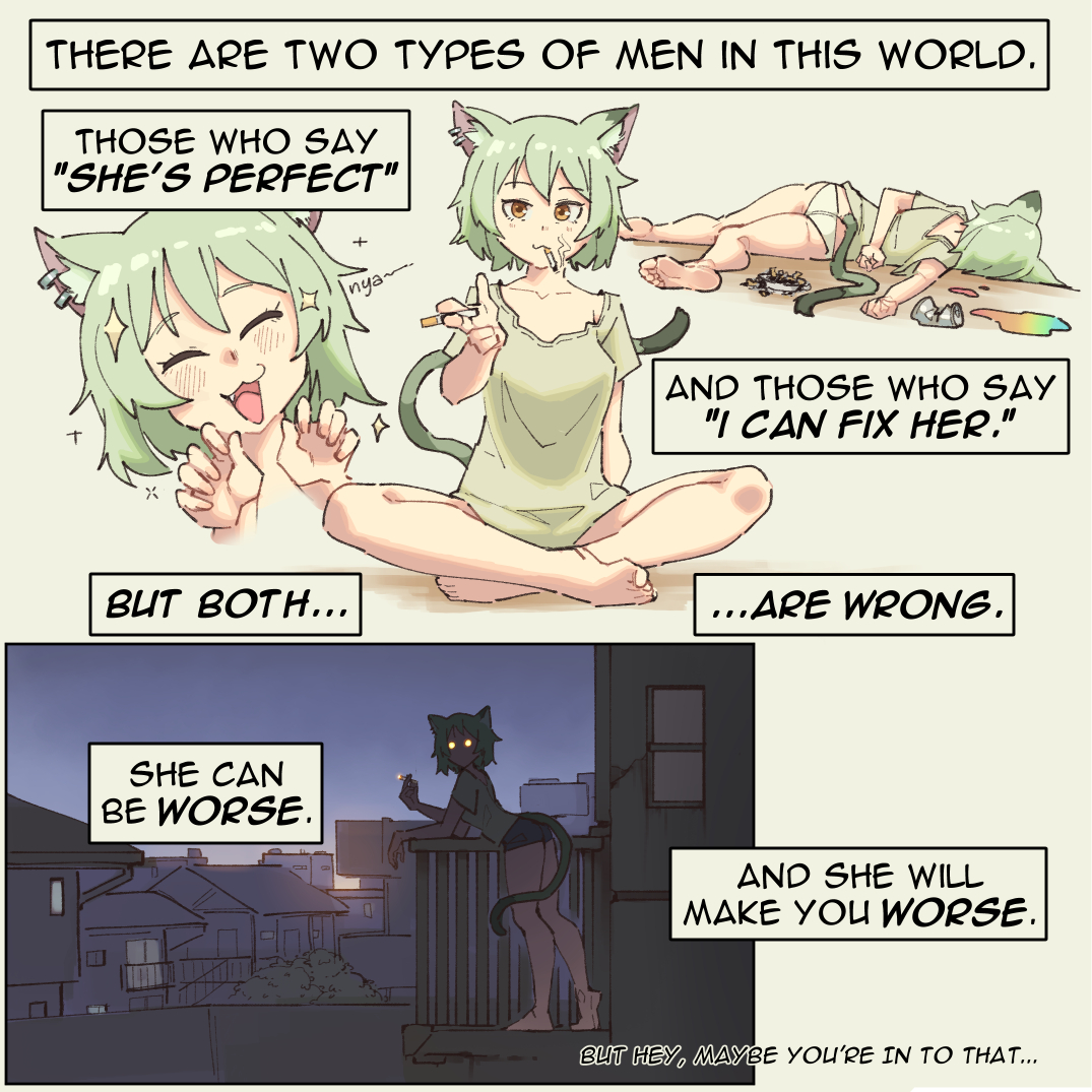 This is a pixiv picture whose title is The duality of man (Yani Neko).