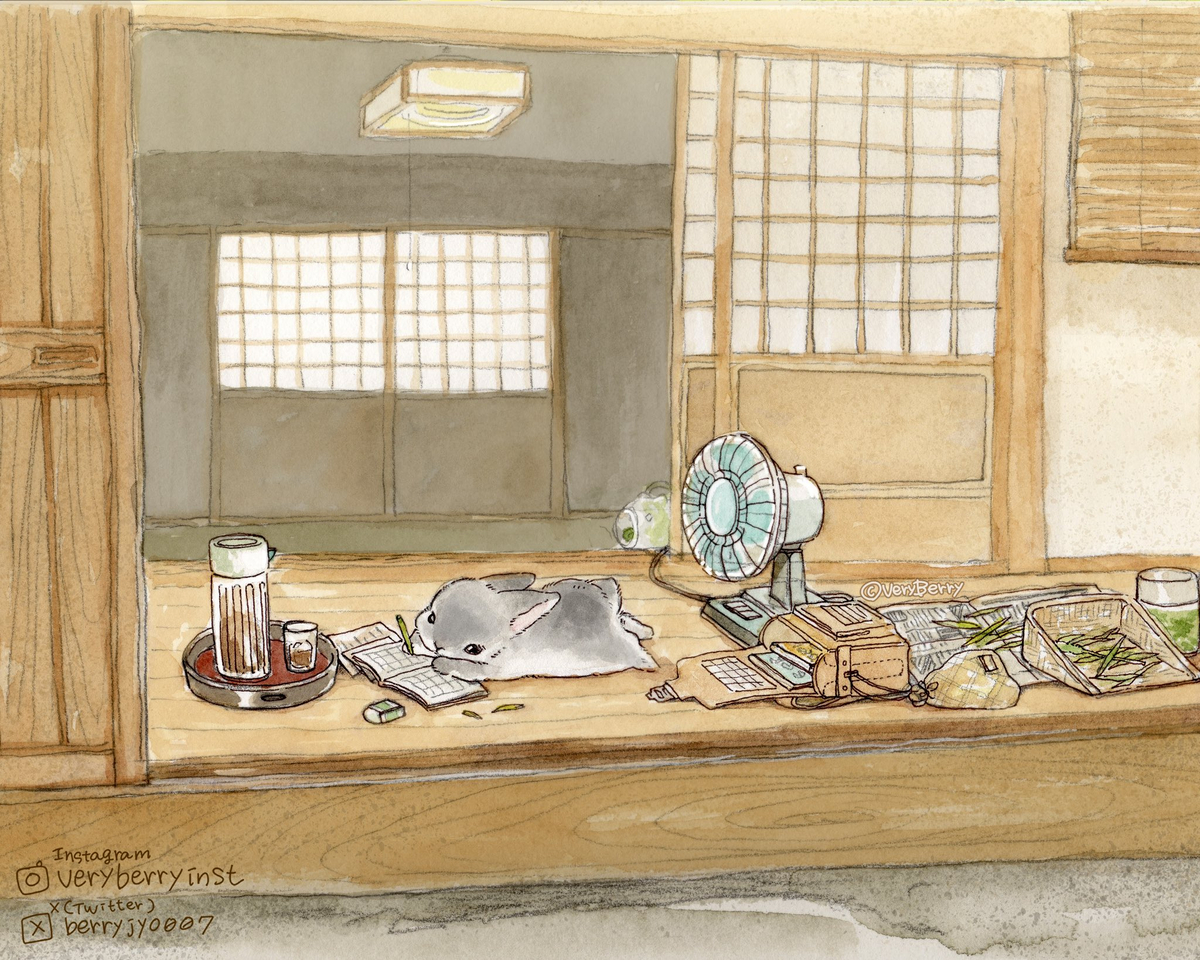 This is a pixiv picture whose title is うさぎさんの夏休み✏️🌻.