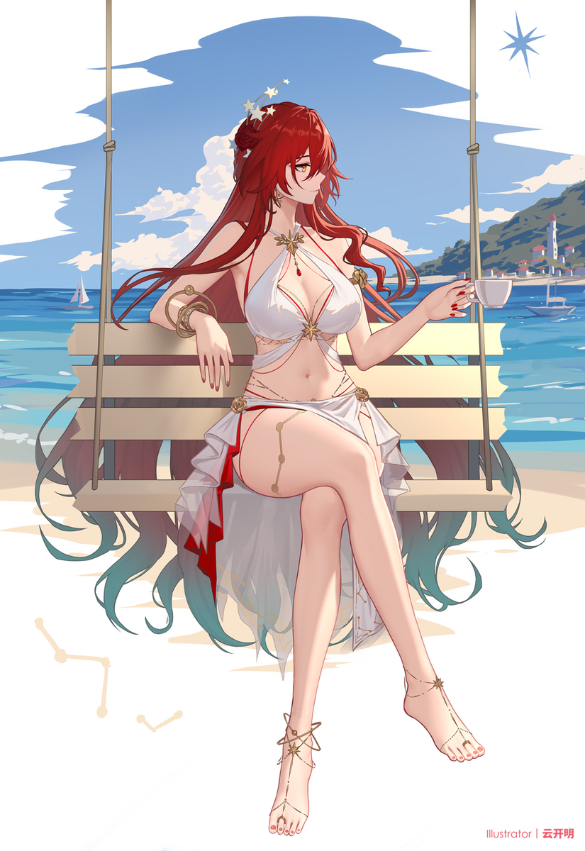 This is a pixiv picture whose title is 给姬子穿上泳装.