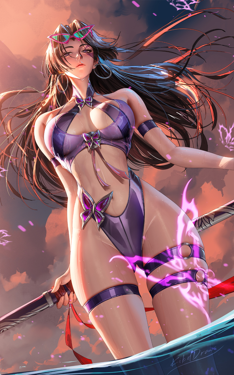 This is a pixiv picture whose title is Psylocke swimsuit.