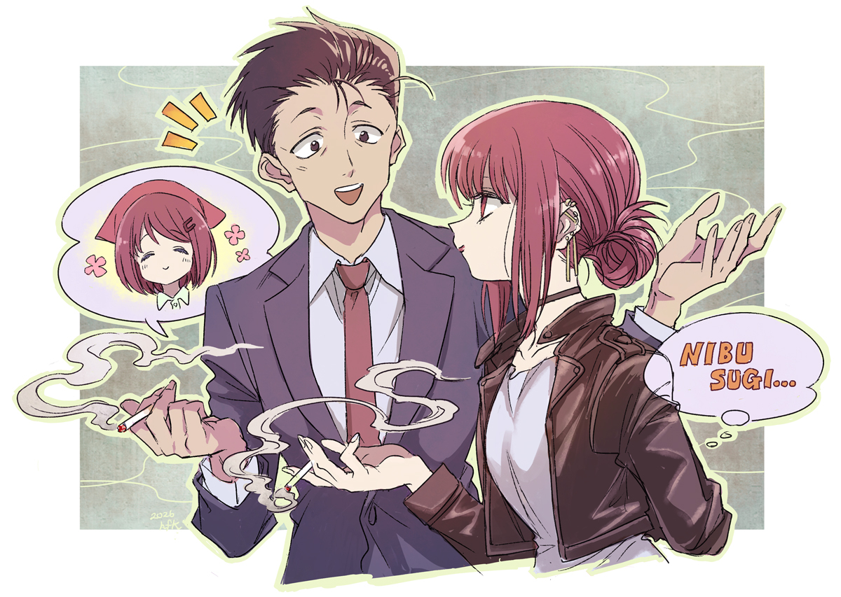 This is a pixiv picture whose title is ヤニ吸う.