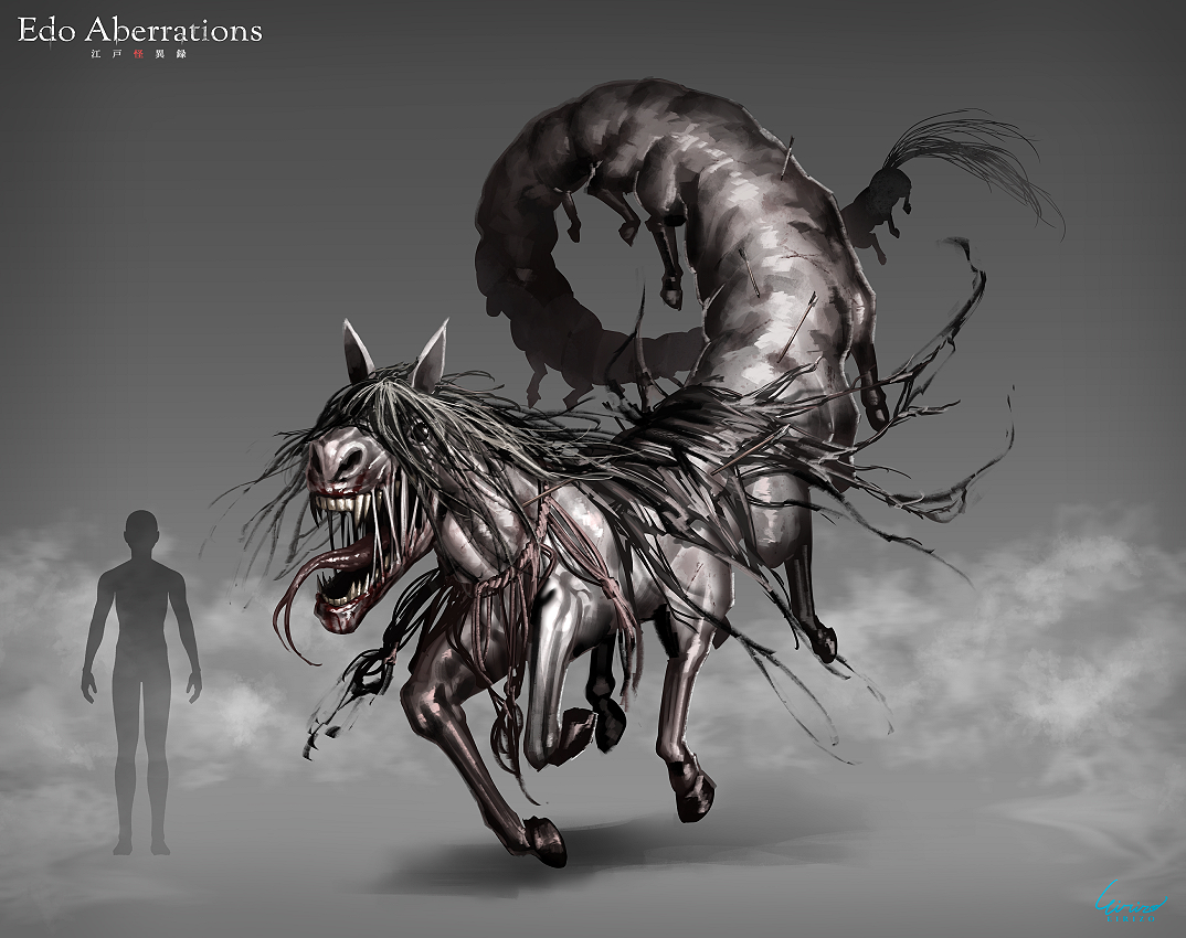 This is a pixiv picture whose title is 百足馬の加筆.