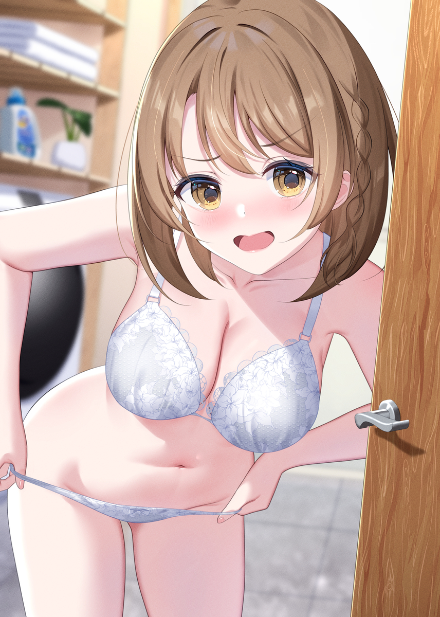 This is a pixiv picture whose title is 「ノックしてよ〜！」.