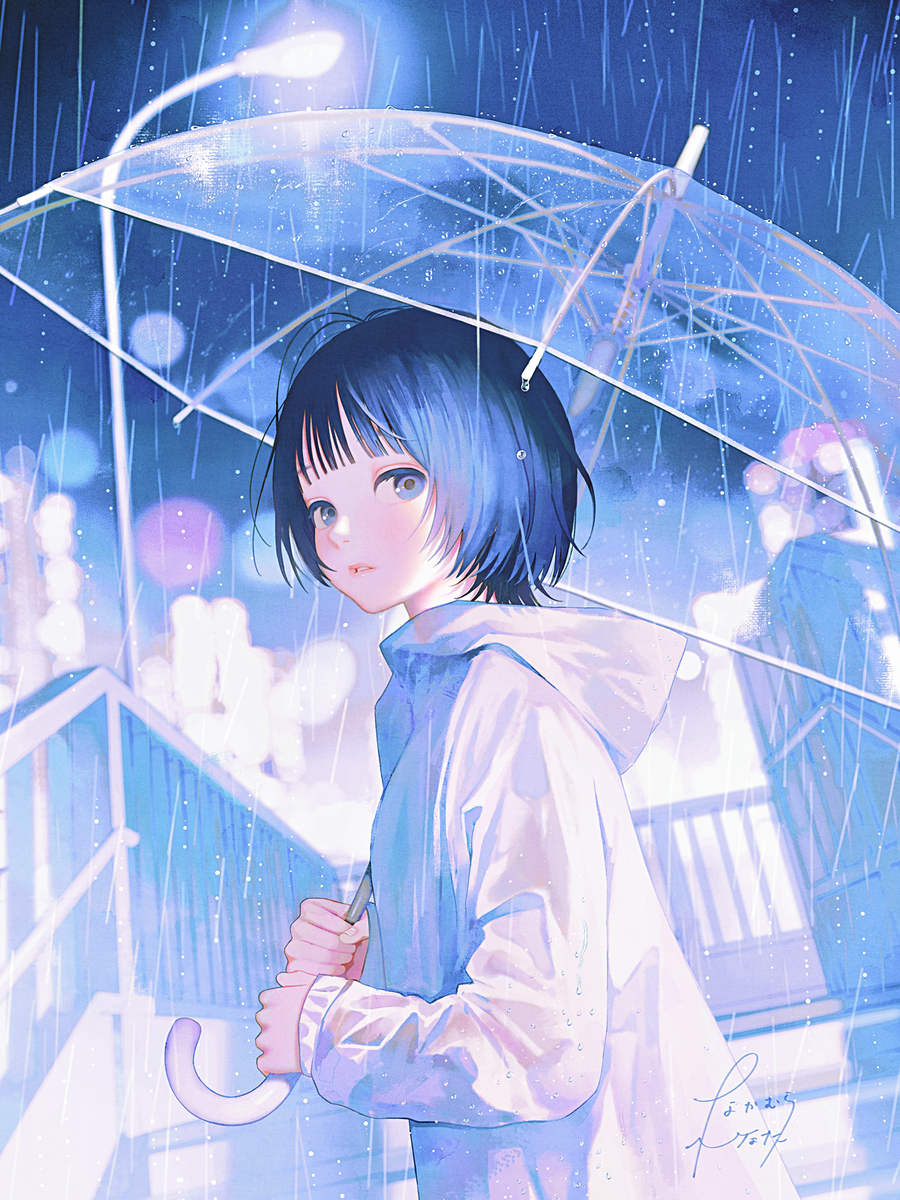 This is a pixiv picture whose title is Rainy Blue.