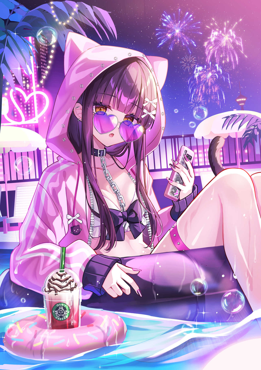 This is a pixiv picture whose title is ナイトプール🌌🎆.