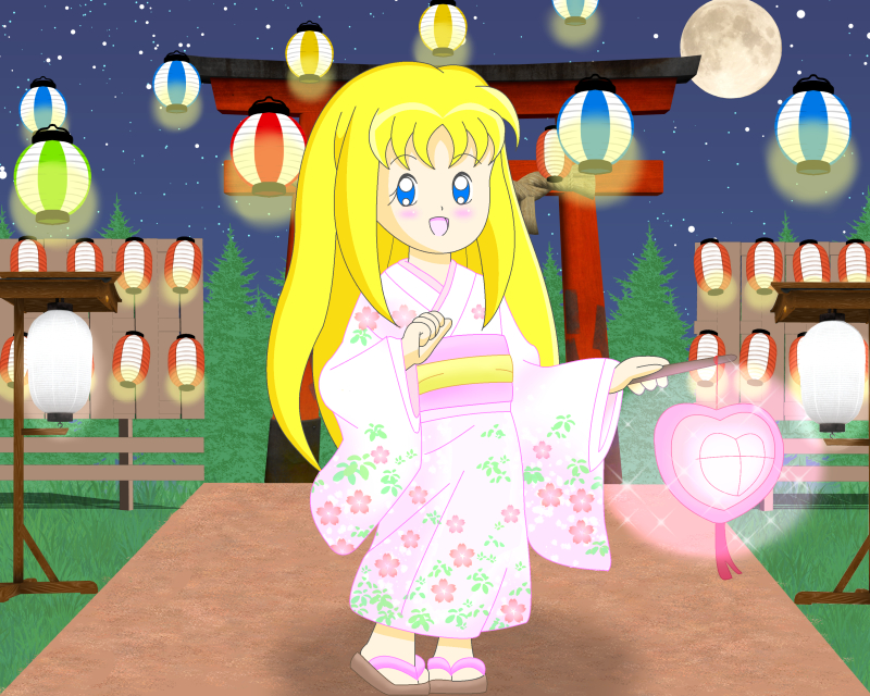 This is a pixiv picture whose title is ちょうちん祭りにきました.