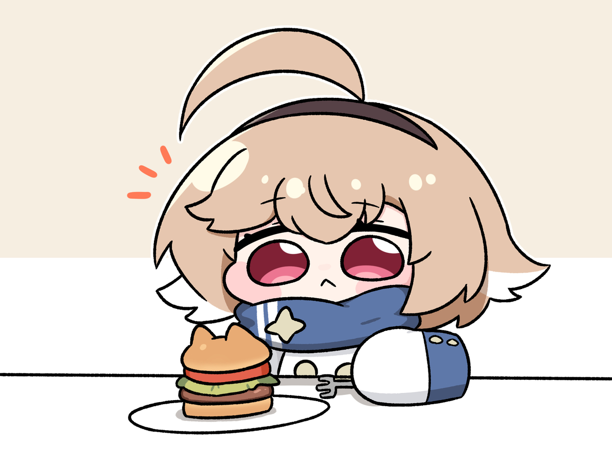 This is a pixiv picture whose title is 고양이 버거.