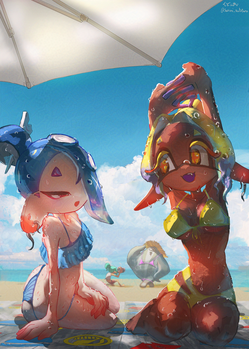 This is a pixiv picture whose title is 束の間の海水浴.